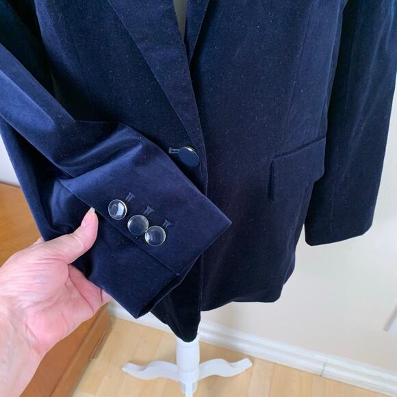 Talbots Size 12P/12 2-Piece Pant Suit w/ Blazer Jacket Midnight Blue Velvet - Picture 5 of 13